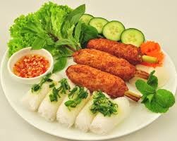 Nem nướng mật ong + bánh hỏi